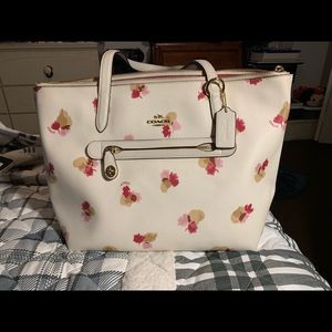 COACH floral cream colored tote